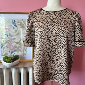 LOFT Animal Print Top with Black and Tan Size MP